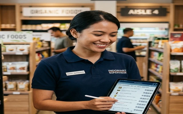 Supervisor ritel memeriksa audit selisih kas dan tutup shift